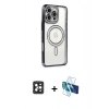 MARSİLYAN™- iPhone 16 Pro Max Kılıf Zirve Doku Prime - Siyah 3D Antistatik Seramik Nano Ekran Koruyucu + PVD Metal Kamera Lens - SH