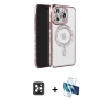 MARSİLYAN™- iPhone 16 Pro Max Kılıf Zirve Doku Prime - Siyah 3D Antistatik Seramik Nano Ekran Koruyucu + PVD Metal Kamera Lens - SH