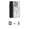 MARSİLYAN™- iPhone 16 Pro Max Kılıf Zirve Doku Prime - Siyah Bilvis 3D Cam Ekran Koruyucu + PVD Metal Kamera Lens - GS
