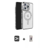 MARSİLYAN™- iPhone 16 Pro Max Kılıf Zirve Doku Prime - Siyah Bilvis 3D Cam Ekran Koruyucu + Siyah PVD Metal Kamera Lens