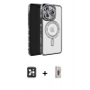 MARSİLYAN™- iPhone 16 Pro Max Kılıf Zirve Doku Prime - Siyah Bilvis 3D Cam Ekran Koruyucu + Siyah PVD Metal Kamera Lens
