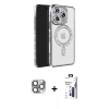 MARSİLYAN™- iPhone 16 Pro Max Kılıf Zirve Doku Prime - Siyah Bilvis 3X AR Hayalet Cam Ekran Koruyucu + Pers Alüminyum Kamera Lens - GI