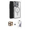MARSİLYAN™- iPhone 16 Pro Max Kılıf Zirve Doku Prime - Siyah Bilvis 3X AR Hayalet Cam Ekran Koruyucu + Pers Alüminyum Kamera Lens - CLTM