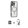 MARSİLYAN™- iPhone 16 Pro Max Kılıf Zirve Doku Prime - Siyah Bilvis 3X AR Hayalet Cam Ekran Koruyucu + PVD Metal Kamera Lens - SH