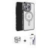MARSİLYAN™- iPhone 16 Pro Max Kılıf Zirve Doku Prime - Siyah Bilvis 3X AR HD Cam Ekran Koruyucu + Pers Alüminyum Kamera Lens - GS