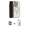 MARSİLYAN™- iPhone 16 Pro Max Kılıf Zirve Doku Prime - Siyah Bilvis 3X AR HD Cam Ekran Koruyucu + PVD Metal Kamera Lens - GD