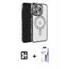 MARSİLYAN™- iPhone 16 Pro Max Kılıf Zirve Doku Prime - Siyah Bilvis 3X AR HD Cam Ekran Koruyucu + PVD Metal Kamera Lens - GS