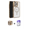 MARSİLYAN™- iPhone 16 Pro Max Kılıf Zirve Doku Prime - Siyah Bilvis 5in1 3D Magic Cam Ekran Koruyucu + Pers Alüminyum Kamera Lens - CLTM