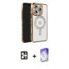 MARSİLYAN™- iPhone 16 Pro Max Kılıf Zirve Doku Prime - Siyah Bilvis 5in1 3D Magic Cam Ekran Koruyucu + PVD Metal Kamera Lens - GD