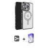 MARSİLYAN™- iPhone 16 Pro Max Kılıf Zirve Doku Prime - Siyah Bilvis 5in1 3D Magic Cam Ekran Koruyucu + PVD Metal Kamera Lens - GD