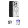 MARSİLYAN™- iPhone 16 Pro Max Kılıf Zirve Doku Prime - Siyah Bilvis 5in1 3D Magic Cam Ekran Koruyucu + Gri Pers Alüminyum Kamera Lens