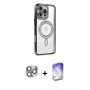 MARSİLYAN™- iPhone 16 Pro Max Kılıf Zirve Doku Prime - Siyah Bilvis 5in1 3D Magic Cam Ekran Koruyucu + Gri Pers Alüminyum Kamera Lens