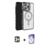 MARSİLYAN™- iPhone 16 Pro Max Kılıf Zirve Doku Prime - Siyah Bilvis 5in1 3D Magic Cam Ekran Koruyucu + PVD Metal Kamera Lens - GS