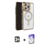 MARSİLYAN™- iPhone 16 Pro Max Kılıf Zirve Doku Prime - Siyah Bilvis 5in1 3D Magic Cam Ekran Koruyucu + PVD Metal Kamera Lens - GS