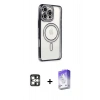 MARSİLYAN™- iPhone 16 Pro Max Kılıf Zirve Doku Prime - Siyah Bilvis 5in1 3D Magic Cam Ekran Koruyucu + PVD Metal Kamera Lens - GS