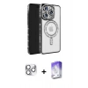 MARSİLYAN™- iPhone 16 Pro Max Kılıf Zirve Doku Prime - Siyah Bilvis 5in1 3D Magic Cam Ekran Koruyucu + Pers Alüminyum Kamera Lens - GS