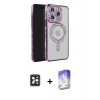MARSİLYAN™- iPhone 16 Pro Max Kılıf Zirve Doku Prime - Siyah Bilvis 5in1 3D Magic Cam Ekran Koruyucu + PVD Metal Kamera Lens - SH