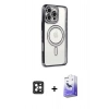 MARSİLYAN™- iPhone 16 Pro Max Kılıf Zirve Doku Prime - Siyah Bilvis 5in1 5D Magic Hayalet Cam Ekran Koruyucu + PVD Metal Kamera Lens - SH