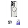 MARSİLYAN™- iPhone 16 Pro Max Kılıf Zirve Doku Prime - Siyah Bilvis 5in1 5D Magic Hayalet Cam Ekran Koruyucu + Pers Alüminyum Kamera Lens - GI