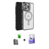 MARSİLYAN™- iPhone 16 Pro Max Kılıf Zirve Doku Prime - Siyah Bilvis 5in1 5D Magic Hayalet Cam Ekran Koruyucu + Raze Metal Kamera Lens - SH
