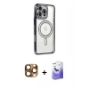 MARSİLYAN™- iPhone 16 Pro Max Kılıf Zirve Doku Prime - Siyah Bilvis 5in1 5D Magic Hayalet Cam Ekran Koruyucu + Pers Alüminyum Kamera Lens - CLTM