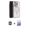 MARSİLYAN™- iPhone 16 Pro Max Kılıf Zirve Doku Prime - Siyah Bilvis 5in1 5D Magic Hayalet Cam Ekran Koruyucu + PVD Metal Kamera Lens - SH