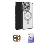 MARSİLYAN™- iPhone 16 Pro Max Kılıf Zirve Doku Prime - Siyah Bilvis 5in1 5D Magic Hayalet Cam Ekran Koruyucu + Pers Alüminyum Kamera Lens - CLTM