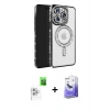MARSİLYAN™- iPhone 16 Pro Max Kılıf Zirve Doku Prime - Siyah Bilvis 5in1 5D Magic Hayalet Cam Ekran Koruyucu + Raze Metal Kamera Lens - BZ