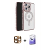 MARSİLYAN™- iPhone 16 Pro Max Kılıf Zirve Doku Prime - Siyah Bilvis 5in1 5D Magic Hayalet Cam Ekran Koruyucu + Pers Alüminyum Kamera Lens - CLTM