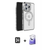MARSİLYAN™- iPhone 16 Pro Max Kılıf Zirve Doku Prime - Siyah Bilvis 5in1 5D Magic Hayalet Cam Ekran Koruyucu + PVD Metal Kamera Lens - SH