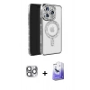 MARSİLYAN™- iPhone 16 Pro Max Kılıf Zirve Doku Prime - Siyah Bilvis 5in1 5D Magic Hayalet Cam Ekran Koruyucu + Pers Alüminyum Kamera Lens - GI
