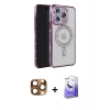 MARSİLYAN™- iPhone 16 Pro Max Kılıf Zirve Doku Prime - Siyah Bilvis 5in1 5D Magic Hayalet Cam Ekran Koruyucu + Pers Alüminyum Kamera Lens - CLTM