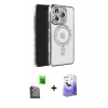 MARSİLYAN™- iPhone 16 Pro Max Kılıf Zirve Doku Prime - Siyah Bilvis 5in1 5D Magic Hayalet Cam Ekran Koruyucu + Raze Metal Kamera Lens - SH
