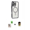 MARSİLYAN™- iPhone 16 Pro Max Kılıf Zirve Doku Prime - Siyah Buffer Cam Ekran Koruyucu + Natural Grey Raze Metal Kamera Lens