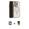 MARSİLYAN™- iPhone 16 Pro Max Kılıf Zirve Doku Prime - Siyah Buffer Cam Ekran Koruyucu + PVD Metal Kamera Lens - GD