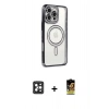 MARSİLYAN™- iPhone 16 Pro Max Kılıf Zirve Doku Prime - Siyah Buffer Cam Ekran Koruyucu + PVD Metal Kamera Lens - SH