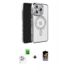 MARSİLYAN™- iPhone 16 Pro Max Kılıf Zirve Doku Prime - Siyah Buffer Hayalet Cam Ekran Koruyucu + Raze Metal Kamera Lens - BZ