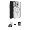 MARSİLYAN™- iPhone 16 Pro Max Kılıf Zirve Doku Prime - Siyah Buffer Hayalet Cam Ekran Koruyucu + Gümüş Bilvis Titan Kamera Lens