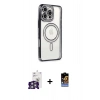 MARSİLYAN™- iPhone 16 Pro Max Kılıf Zirve Doku Prime - Siyah Buffer Hayalet Cam Ekran Koruyucu + Gümüş Bilvis Titan Kamera Lens