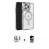MARSİLYAN™- iPhone 16 Pro Max Kılıf Zirve Doku Prime - Siyah Buffer Hayalet Cam Ekran Koruyucu + Pers Alüminyum Kamera Lens - GS