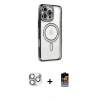 MARSİLYAN™- iPhone 16 Pro Max Kılıf Zirve Doku Prime - Siyah Buffer Hayalet Cam Ekran Koruyucu + Pers Alüminyum Kamera Lens - GS
