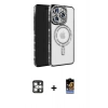 MARSİLYAN™- iPhone 16 Pro Max Kılıf Zirve Doku Prime - Siyah Buffer Hayalet Cam Ekran Koruyucu + PVD Metal Kamera Lens - GS