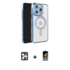 MARSİLYAN™- iPhone 16 Pro Max Kılıf Zirve Doku Prime - Siyah Buffer Hayalet Cam Ekran Koruyucu + PVD Metal Kamera Lens - GS