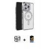 MARSİLYAN™- iPhone 16 Pro Max Kılıf Zirve Doku Prime - Siyah Buffer Hayalet Cam Ekran Koruyucu + Pers Alüminyum Kamera Lens - GI
