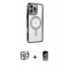 MARSİLYAN™- iPhone 16 Pro Max Kılıf Zirve Doku Prime - Siyah Buffer Hayalet Cam Ekran Koruyucu + Pers Alüminyum Kamera Lens - GI