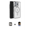 MARSİLYAN™- iPhone 16 Pro Max Kılıf Zirve Doku Prime - Siyah Buffer Hayalet Cam Ekran Koruyucu + PVD Metal Kamera Lens - GD