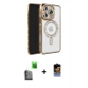 MARSİLYAN™- iPhone 16 Pro Max Kılıf Zirve Doku Prime - Siyah Buffer Hayalet Cam Ekran Koruyucu + Siyah Raze Metal Kamera Lens