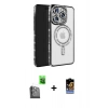 MARSİLYAN™- iPhone 16 Pro Max Kılıf Zirve Doku Prime - Siyah Buffer Hayalet Cam Ekran Koruyucu + Siyah Raze Metal Kamera Lens