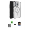 MARSİLYAN™- iPhone 16 Pro Max Kılıf Zirve Doku Prime - Siyah Buffer Hayalet Cam Ekran Koruyucu + Siyah Raze Metal Kamera Lens