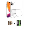 MARSİLYAN™- iPhone 16 Pro Max Kılıf Zirve Doku - Şeffaf 360 Full Body Arka Koruyucu + Pers Alüminyum Kamera Lens - CLTM